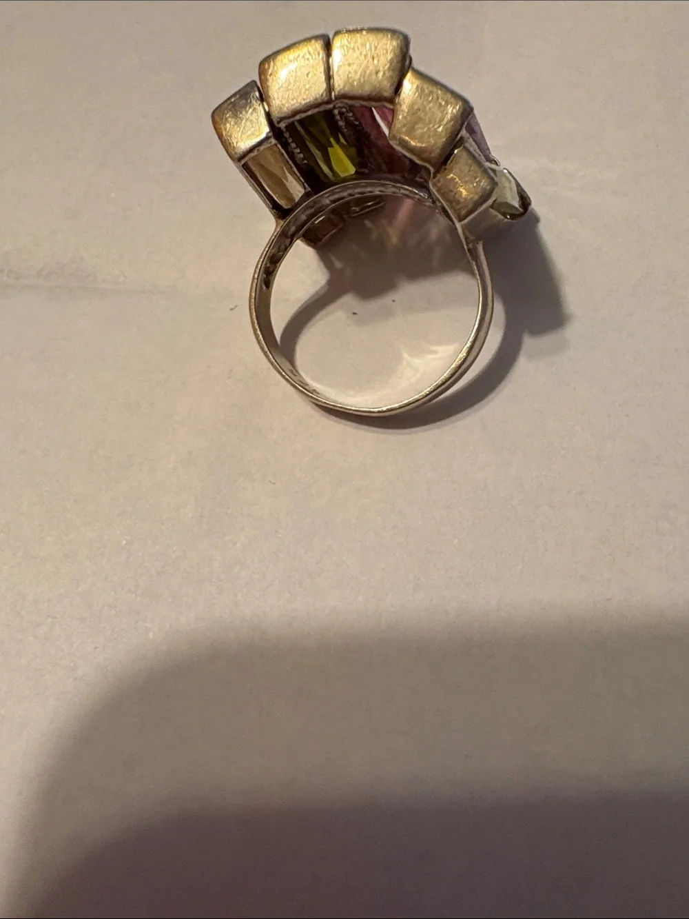 Multicolor semi-precious Bar Ring - in silver